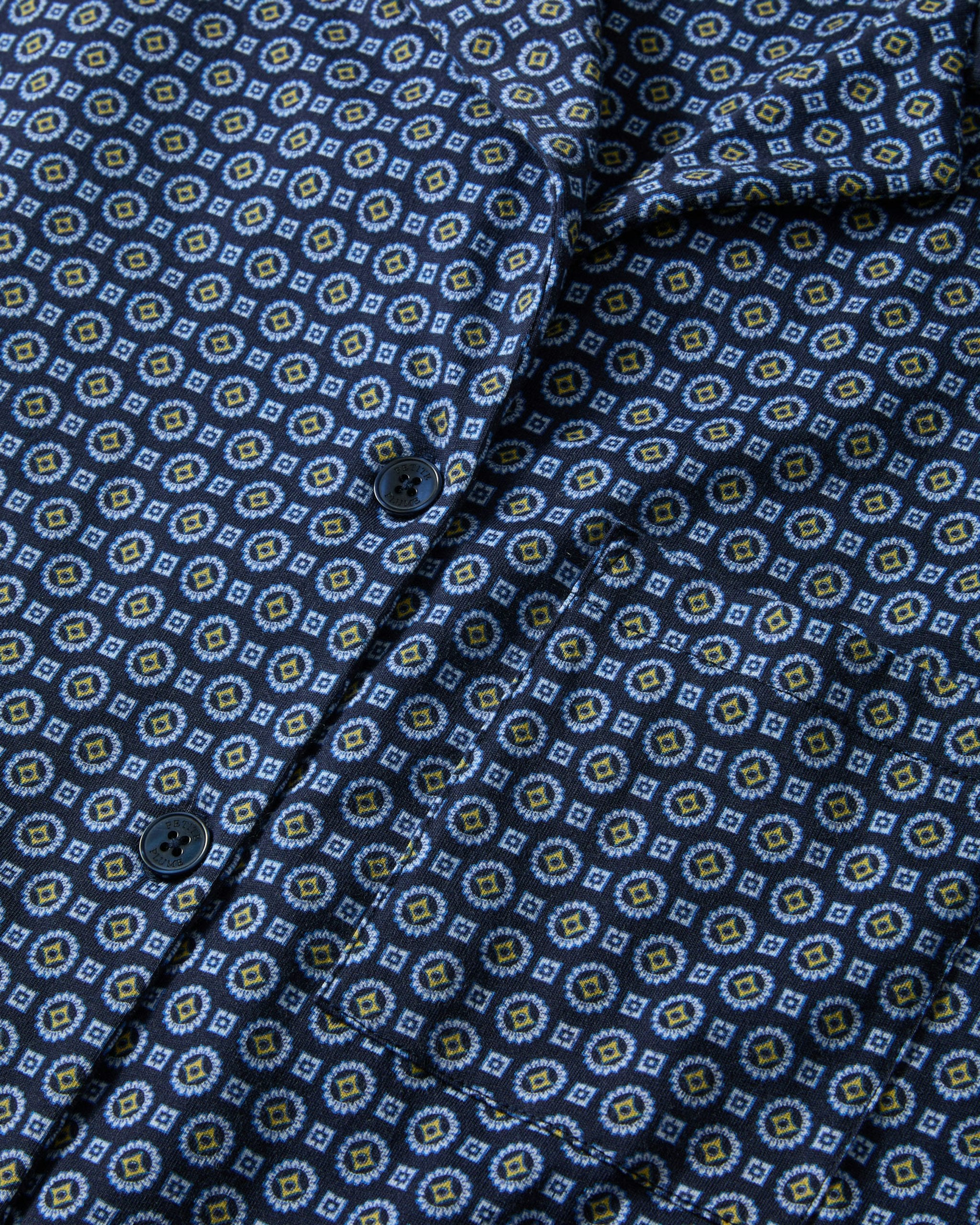 The Olivia Wide Leg Pima Pajama Set in Navy French Ticking in Midnight Foulard#Color_Midnight Foulard