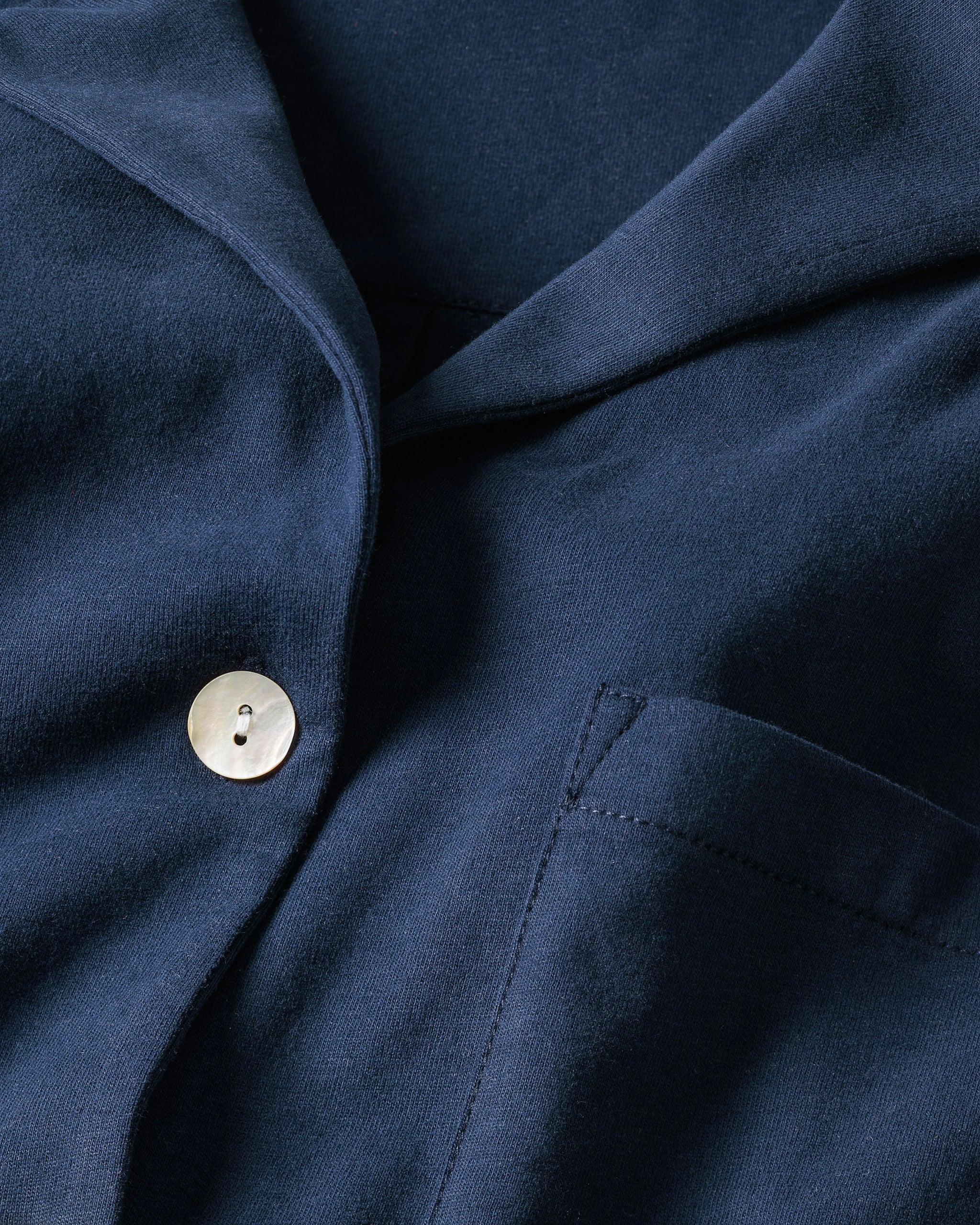 The Olivia Wide Leg Pima Pajama Set in Fleur D'Azur in Navy#Color_Navy
