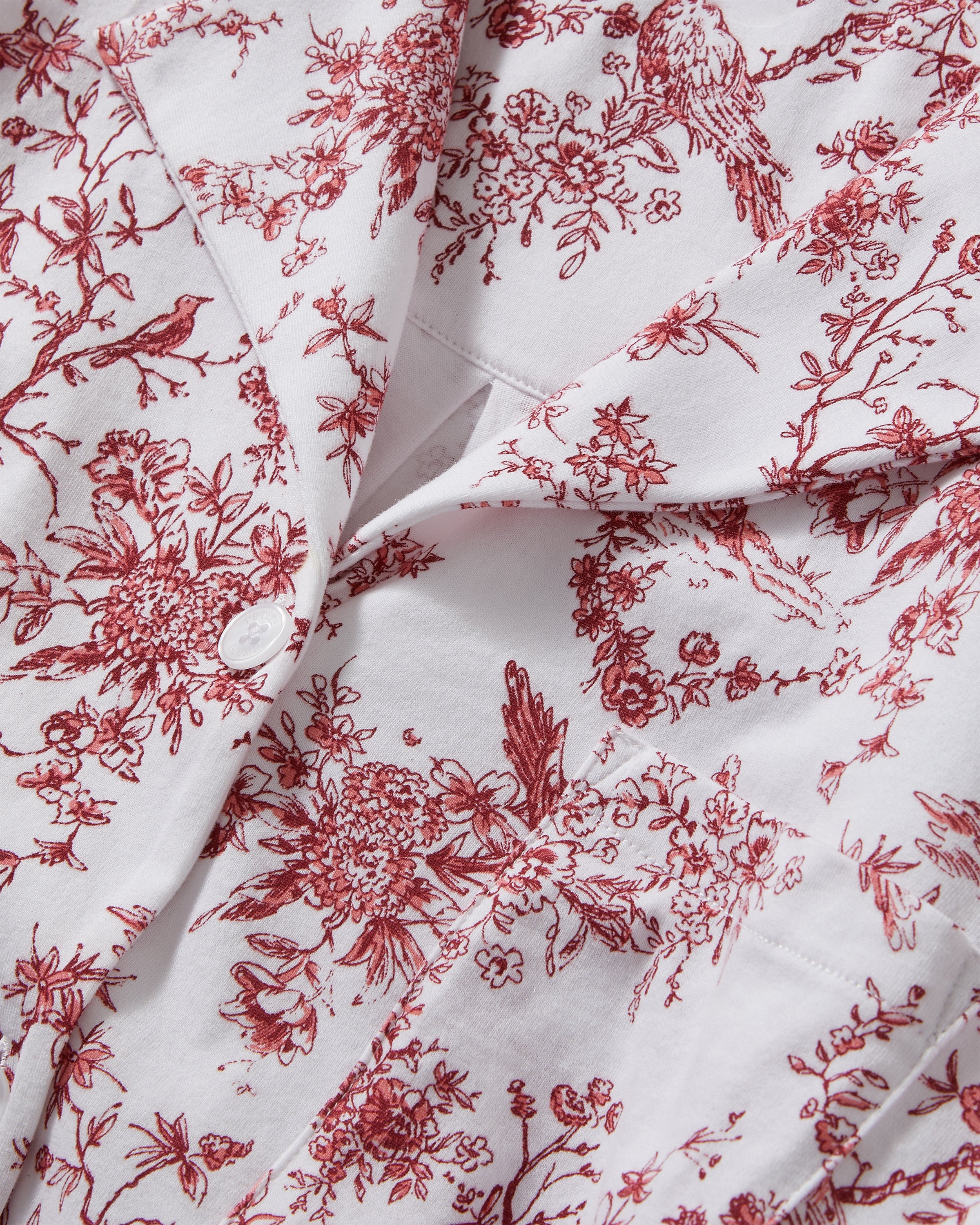 The Olivia Wide Leg Pima Pajama Set in Red Timeless Toile