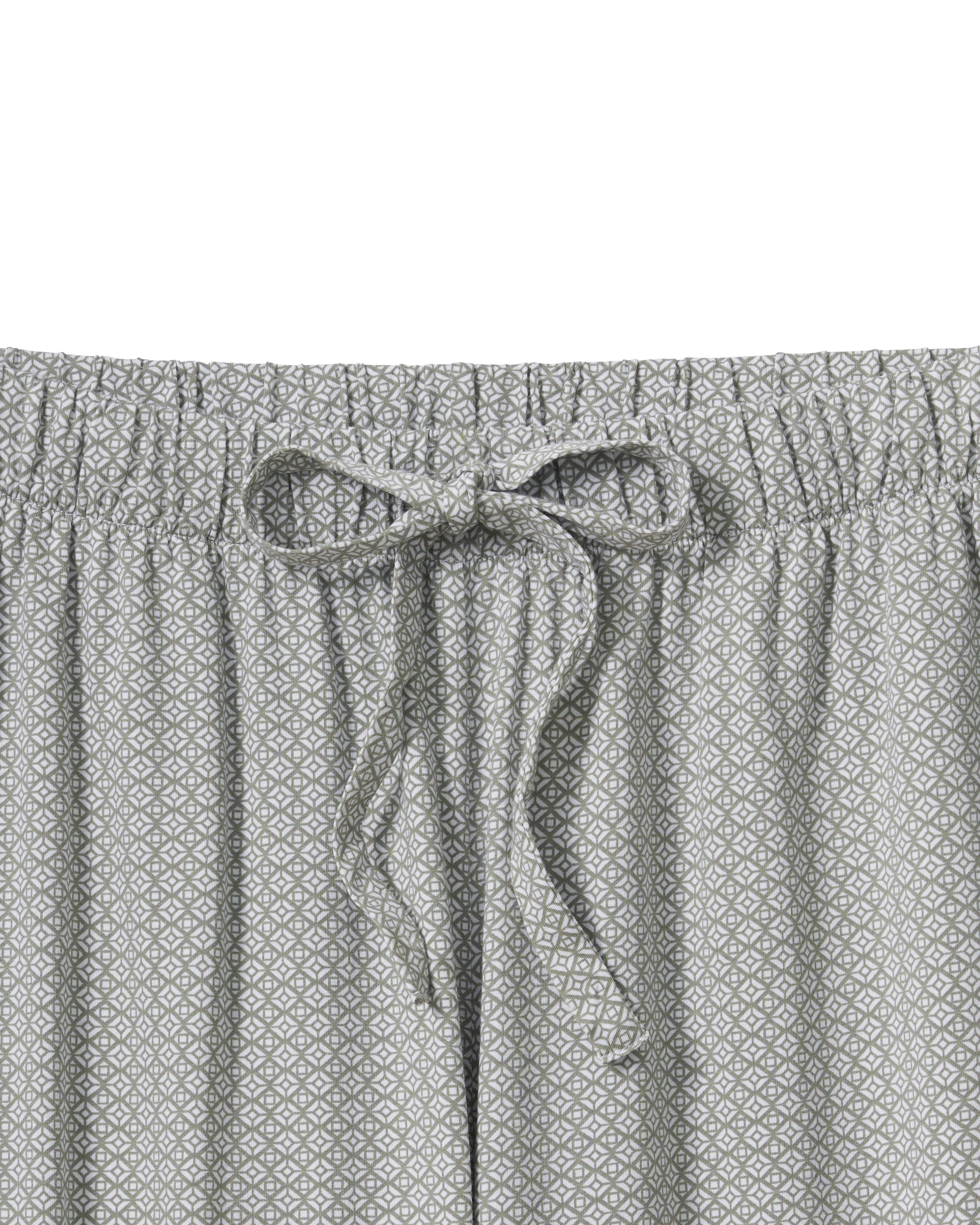 The Olivia Wide Leg Lightweight Pima Pajama Set in Sage Geo