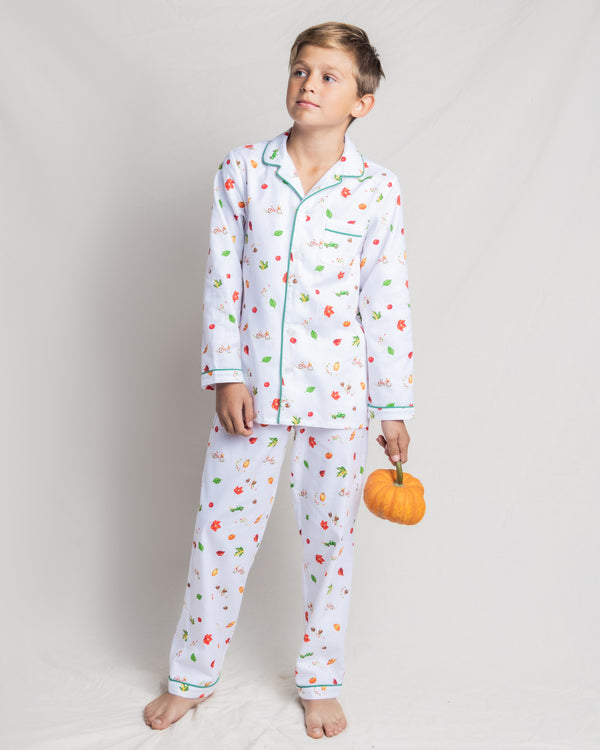 Kid's Twill Pajama Set in Shades of Autumn