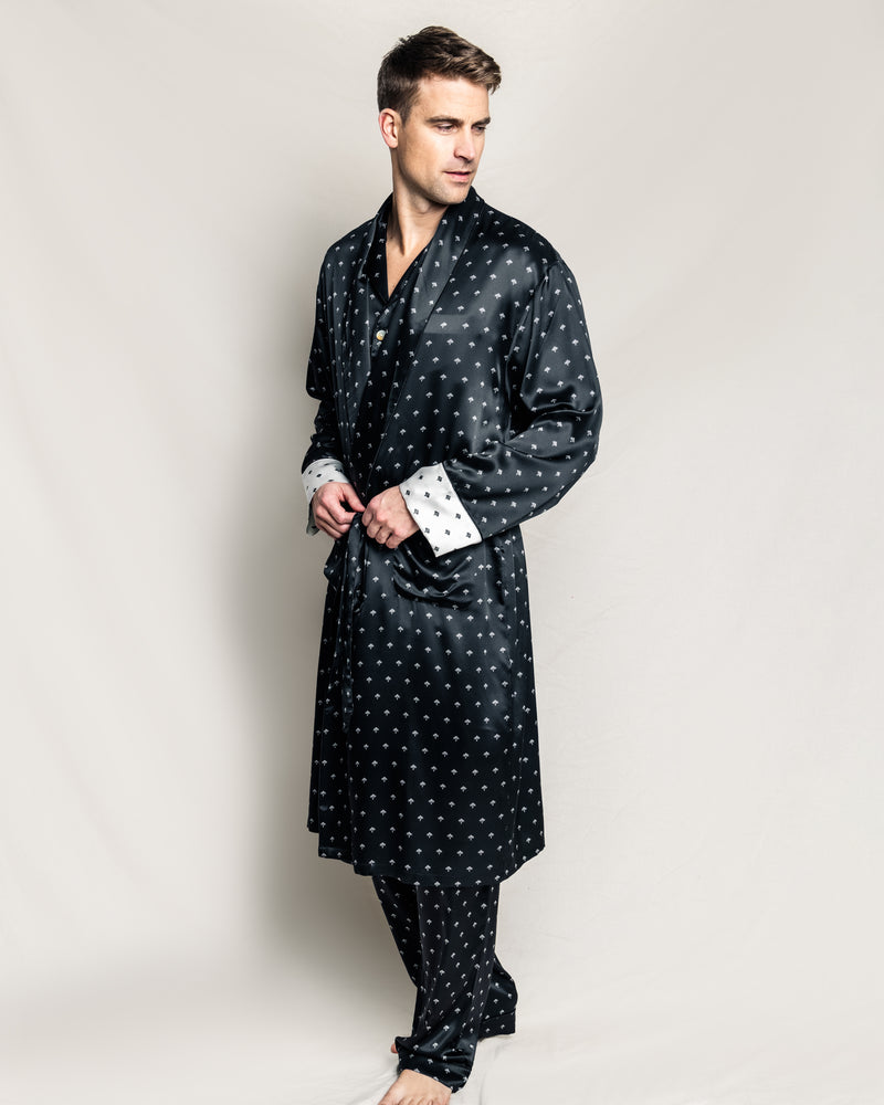 100% Mulberry Silk Men's Art Nouveau Long Robe