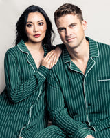 Men's Luxe Pima Cotton Green Stripe Pajama Set