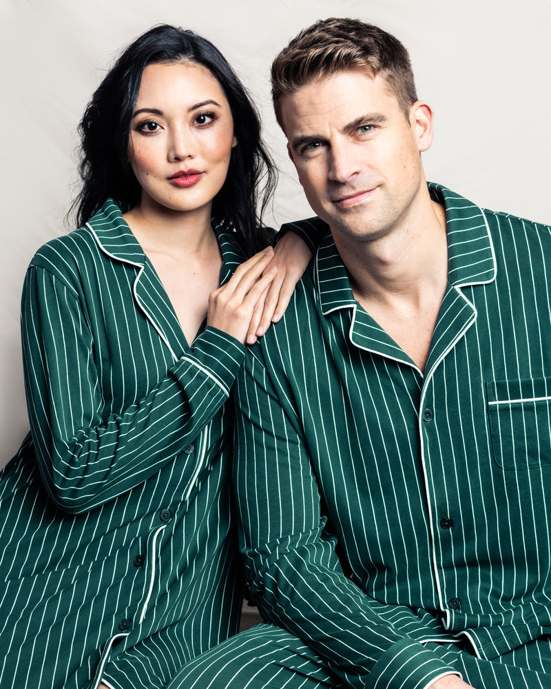 Men's Luxe Pima Cotton Green Stripe Pajama Set
