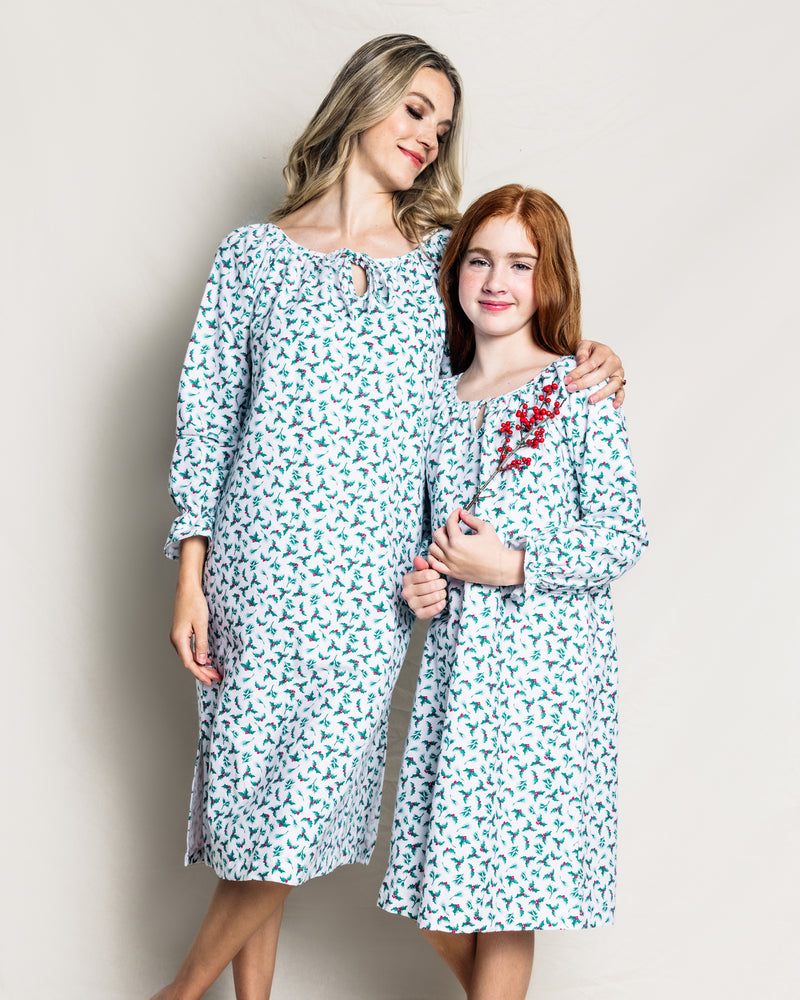 Girl's Flannel Delphine Nightgown in Sprigs of the Season