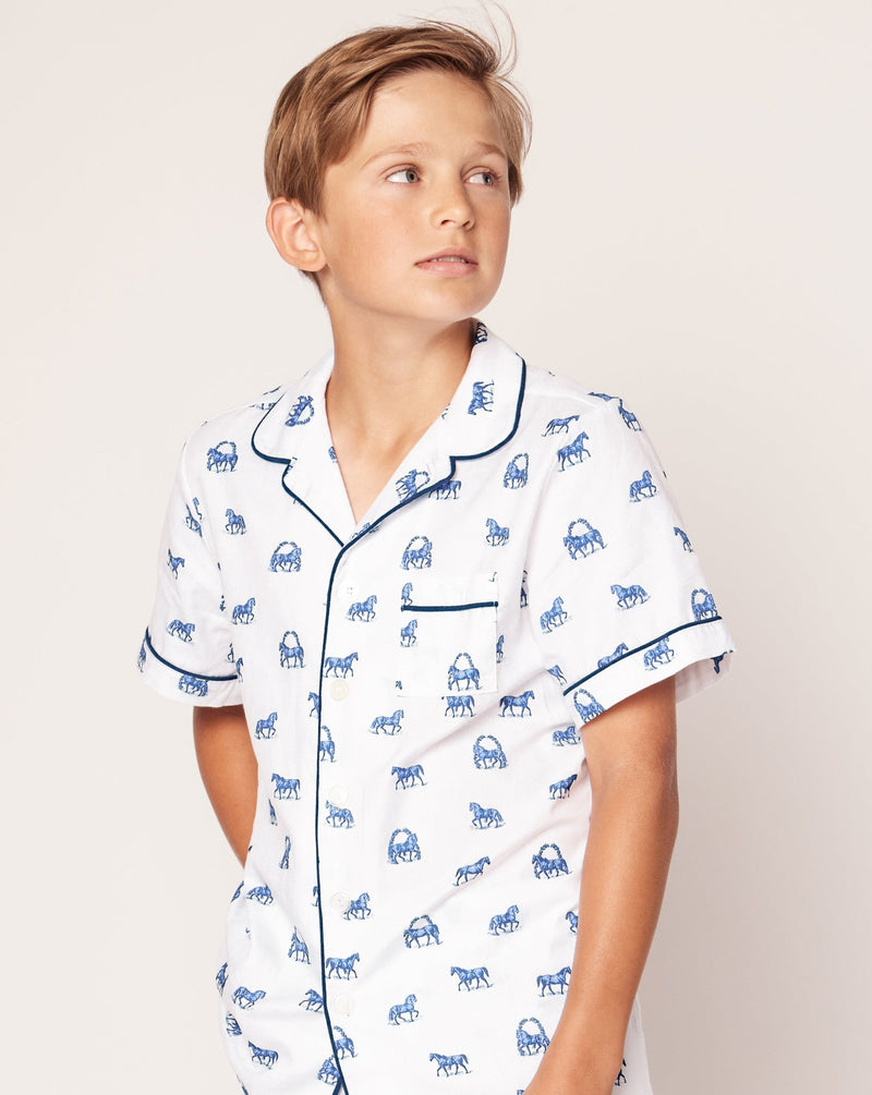 Kid's Twill Pajama Short Set in The Equestrian
