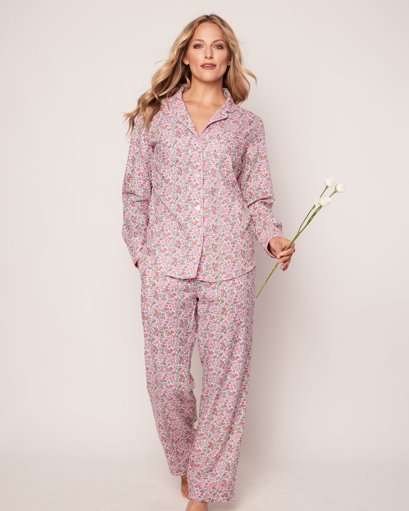 Women's Twill Pajama Set in Fleurs de Rose