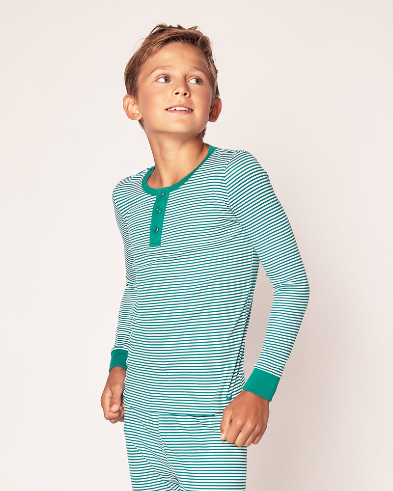 100% Pima Cotton Green Stripe Pajama