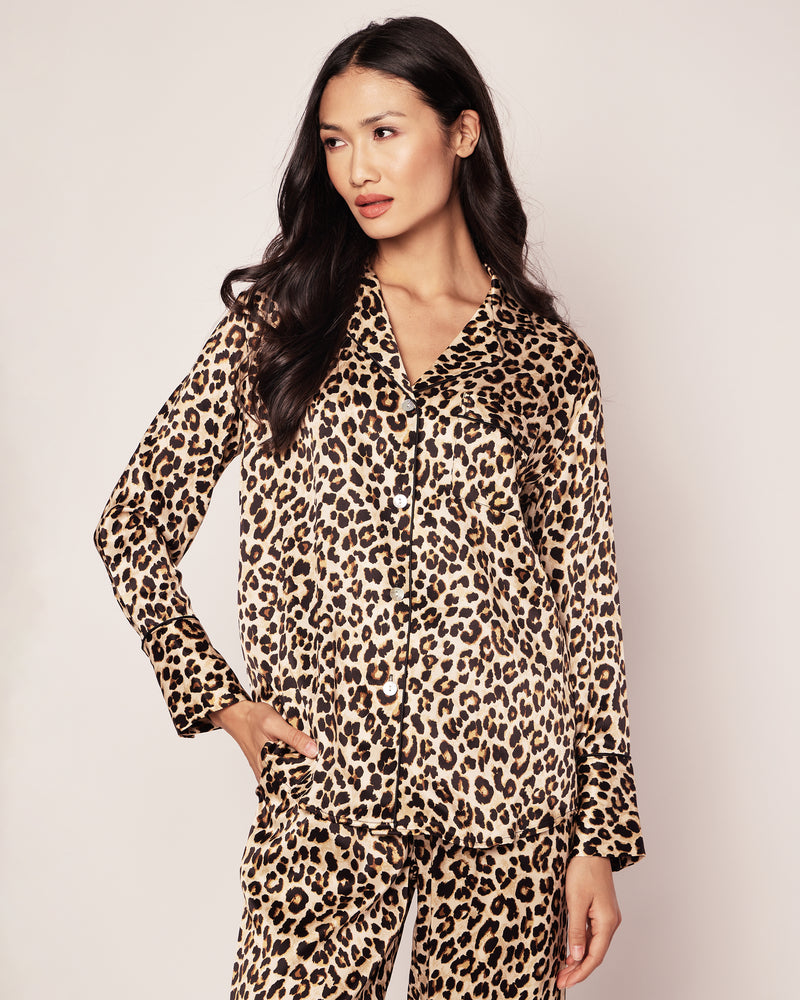 Veronica Beard x Petite Plume Women's Silk Pajama Set in Leopard