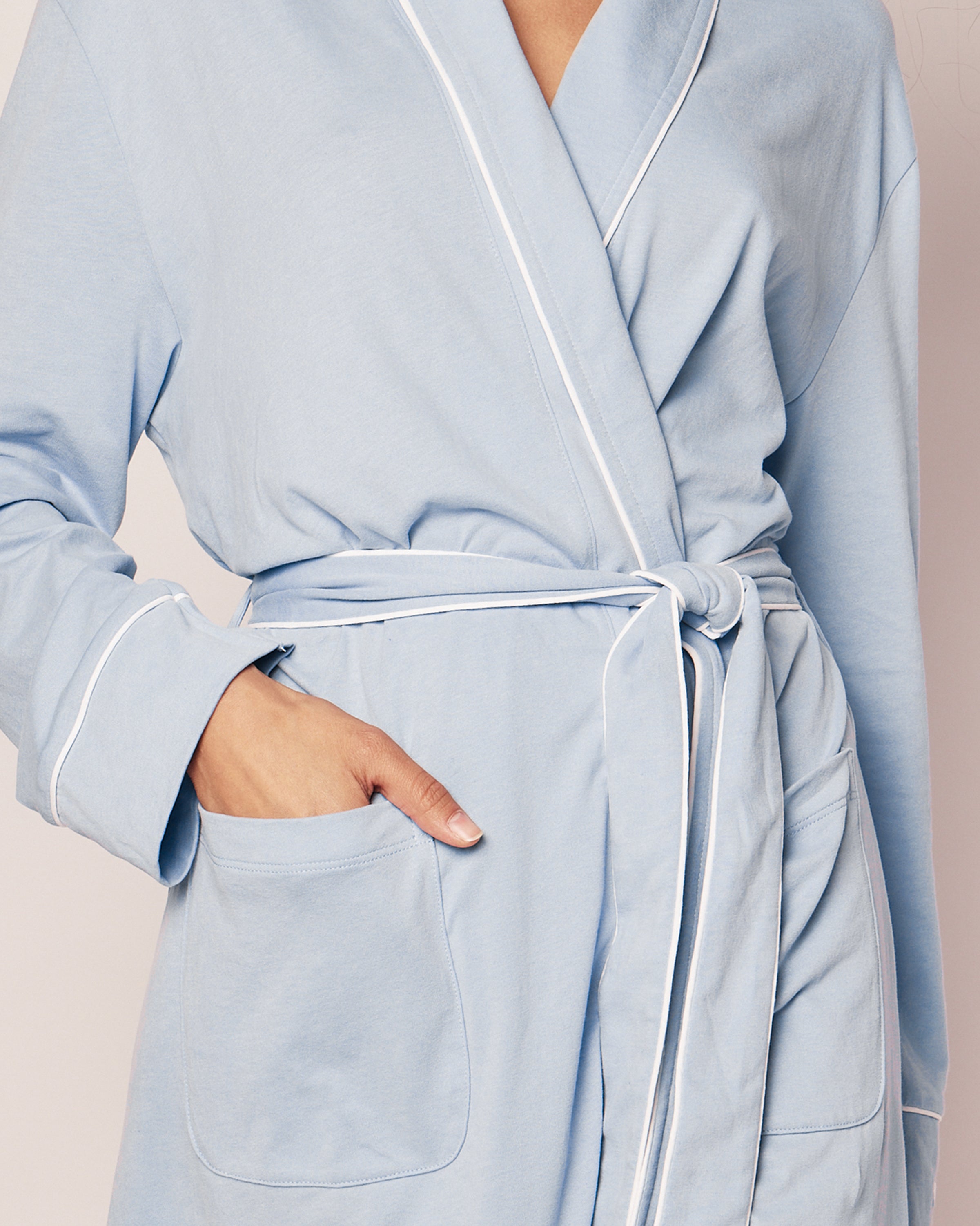 Women's Luxe Pima Cotton Navy Robe | Petite Plume
