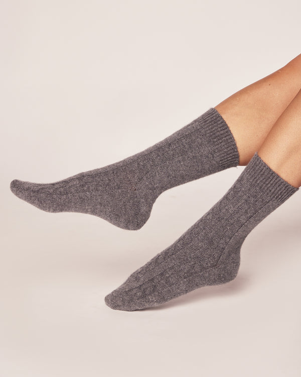 Women's Cashmere Socks in Dark Grey