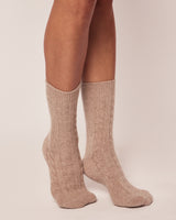 100% Cashmere Women's Socks in Beige