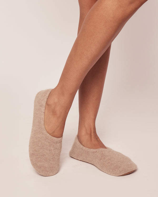 Women's Cashmere Slippers in Beige