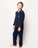 Halloween Limited Edition - Navy Flannel Pajama Sets with Ghost Embroidery