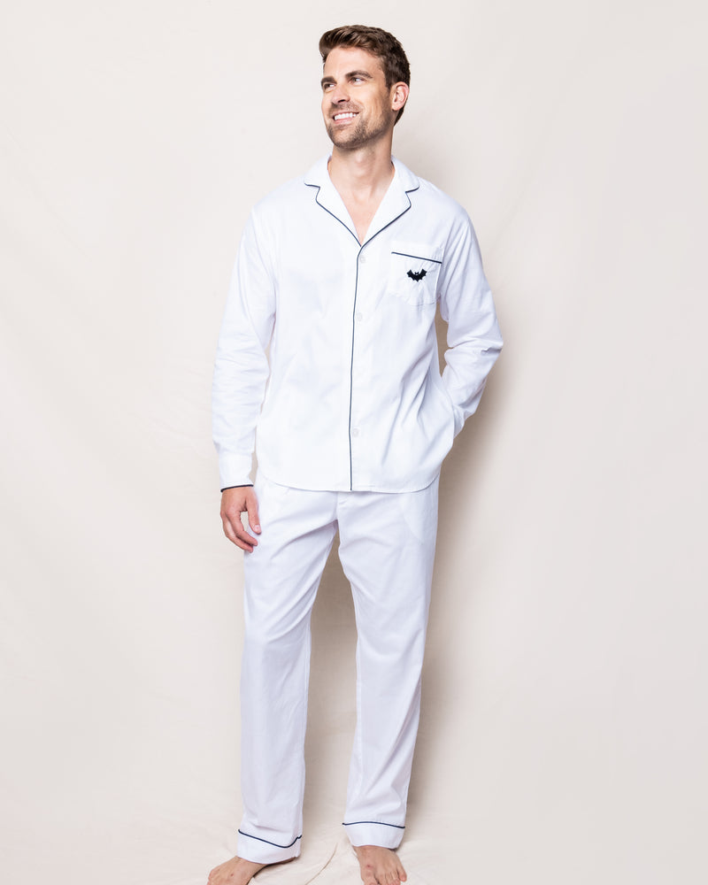 Halloween Limited Edition - Men's White Pajama Sets with Bat Embroidery