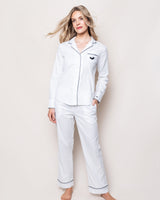 Halloween Limited Edition - Women's White Pajama Sets with Bat Embroidery