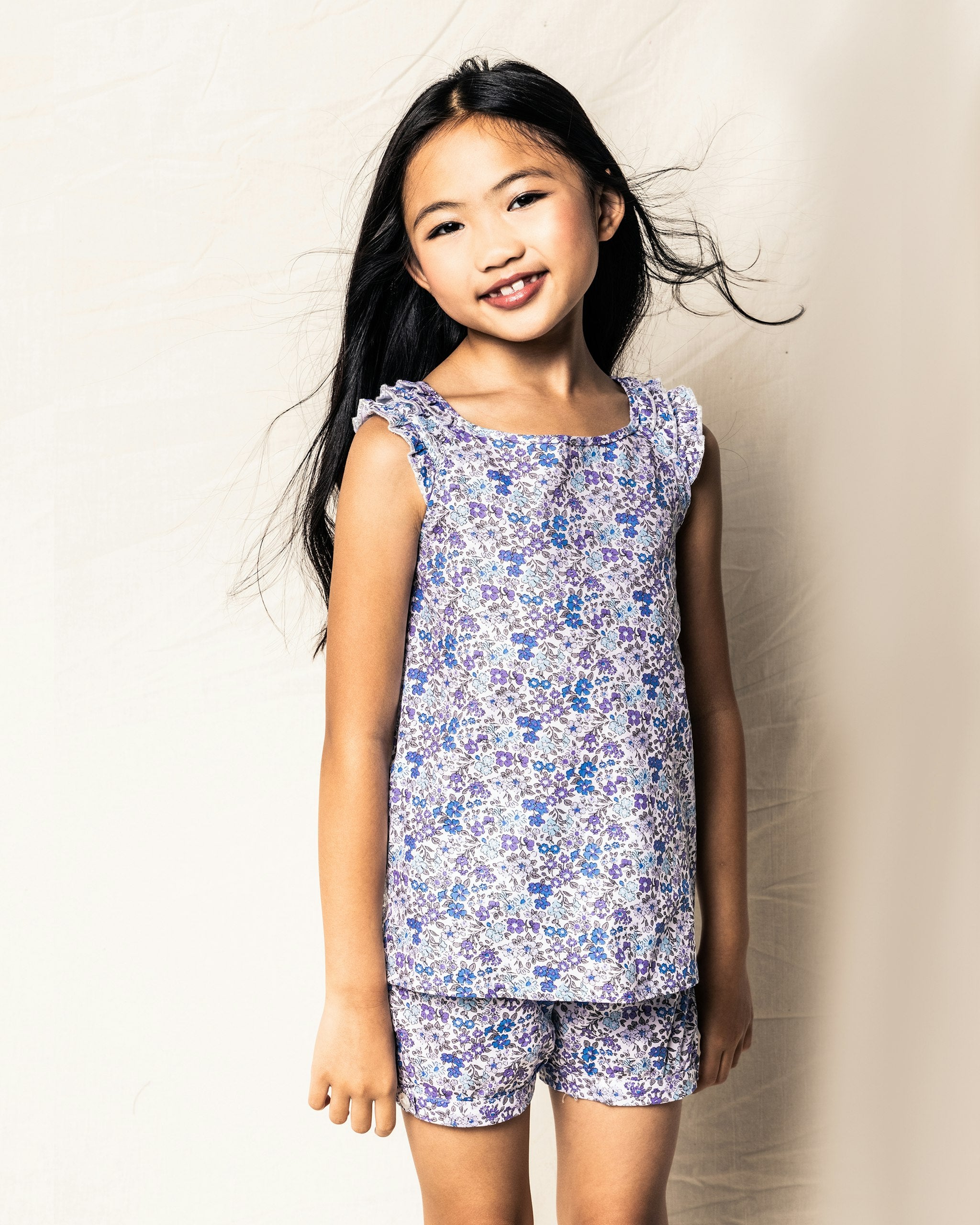 Girl's Twill Amelie Short Set in Timeless Toile in Fleur D'Azur#Color_Fleur D'Azur