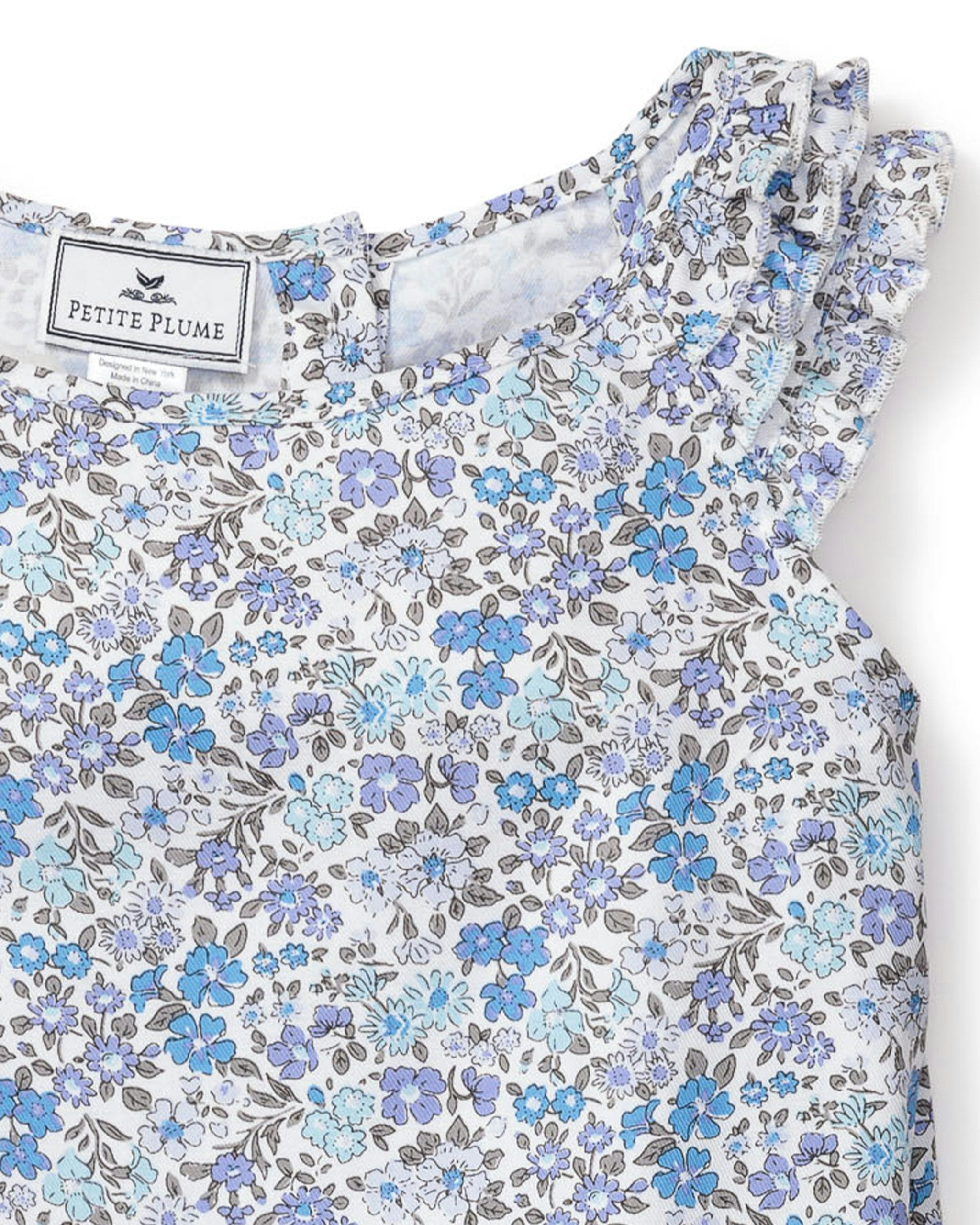 Girl's Twill Amelie Short Set in Timeless Toile in Fleur D'Azur#Color_Fleur D'Azur