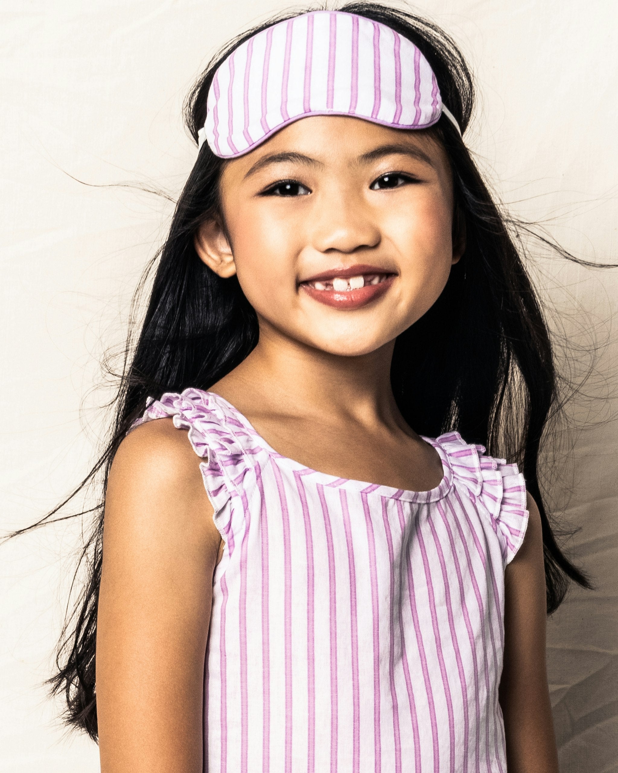 Girl's Twill Amelie Short Set in Timeless Toile in Lavender French Ticking#Color_Lavender French Ticking