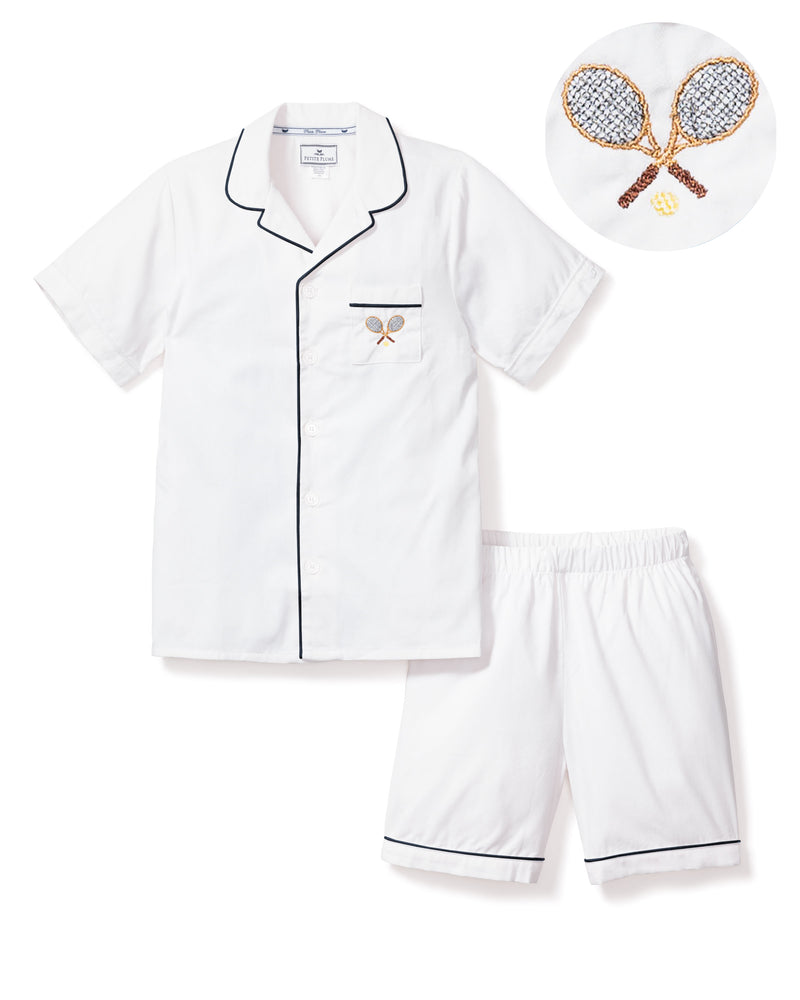 Limited Edition - Children's Classic White Short Set with Tennis Racquet