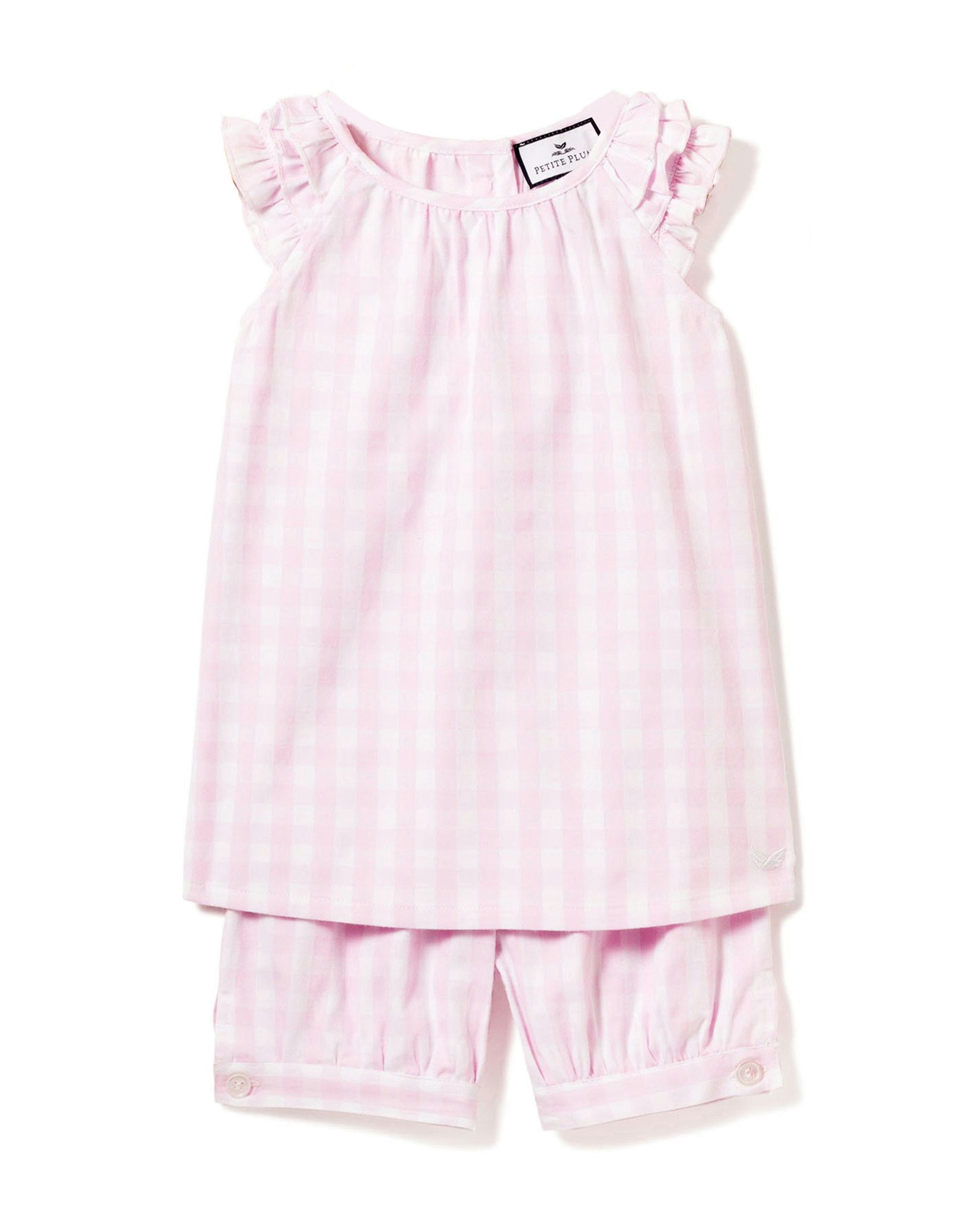 Girl's Twill Amelie Short Set in Timeless Toile in Pink Gingham#Color_Pink Gingham