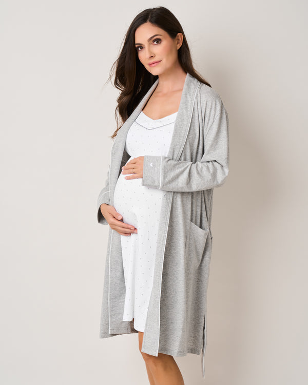 The Hospital Stay Luxe Set -  Light Heather Grey & Grey Stars