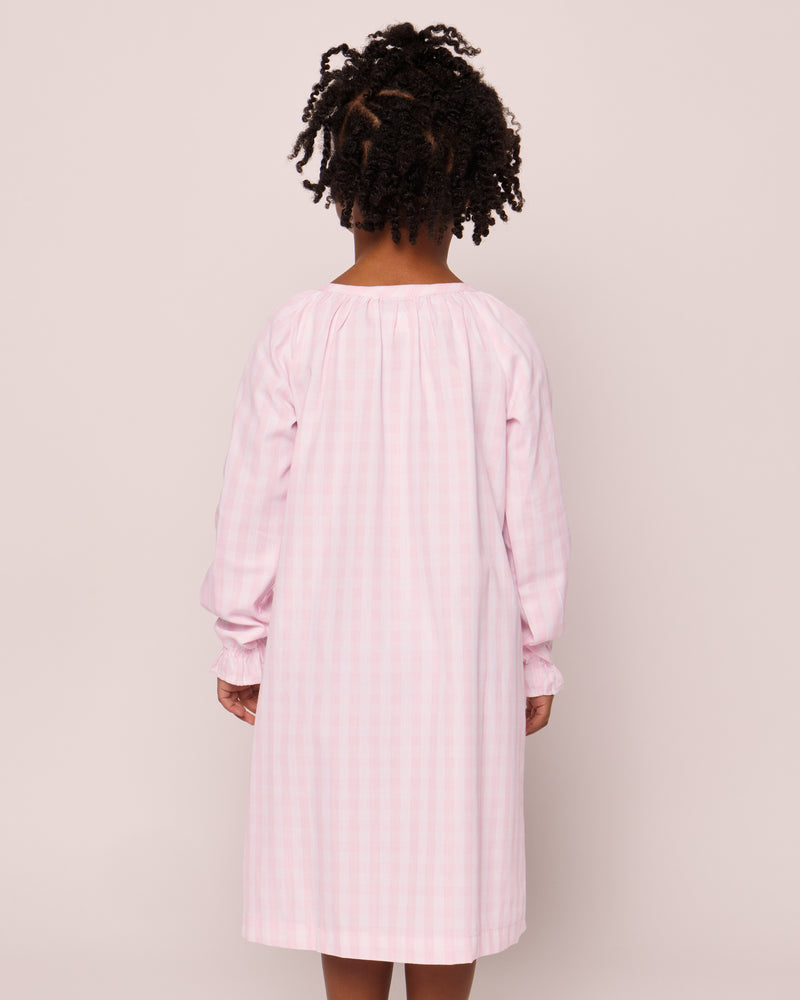 Girl's Twill Delphine Nightgown in Pink Gingham