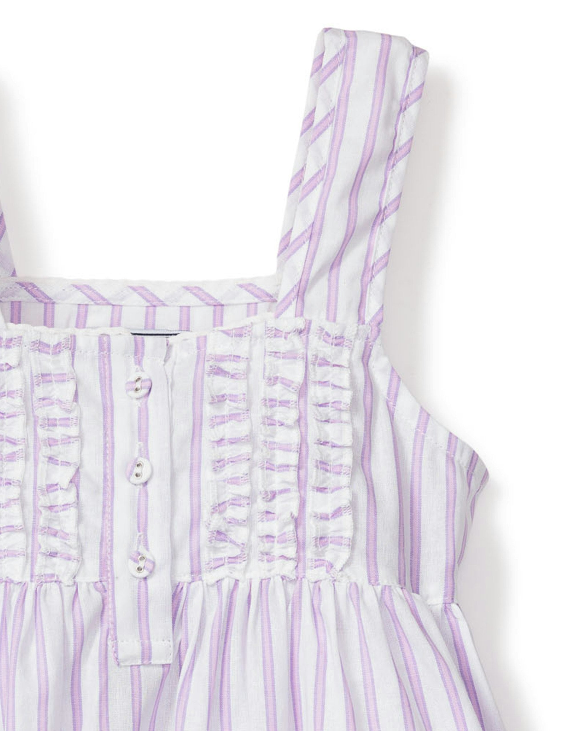 Girl's Twill Charlotte Nightgown in Lavender French Ticking in Lavender French Ticking#Color_Lavender French Ticking