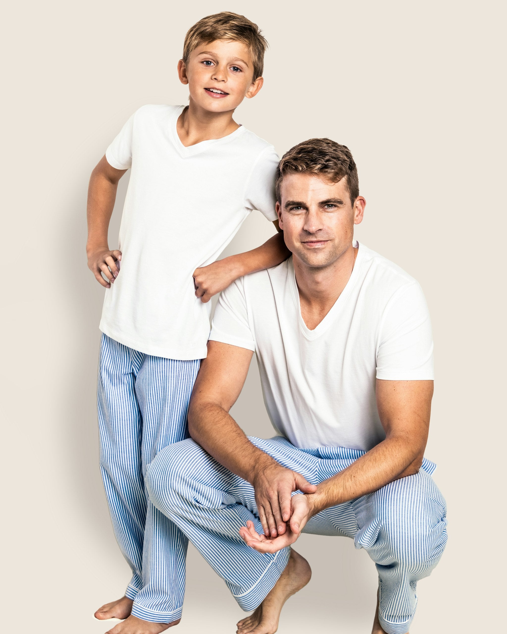 Kid's Twill Pajama Pants in French Blue Stripes in French Blue Stripes#Color_French Blue Stripes