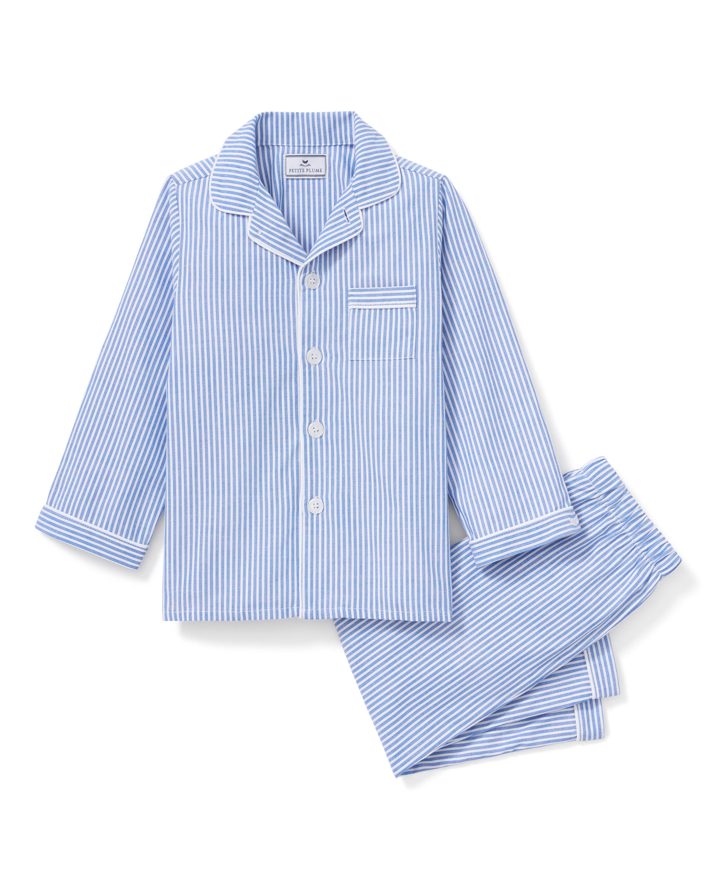 Kid's Twill Pajama Set in French Blue Heritage Stripe