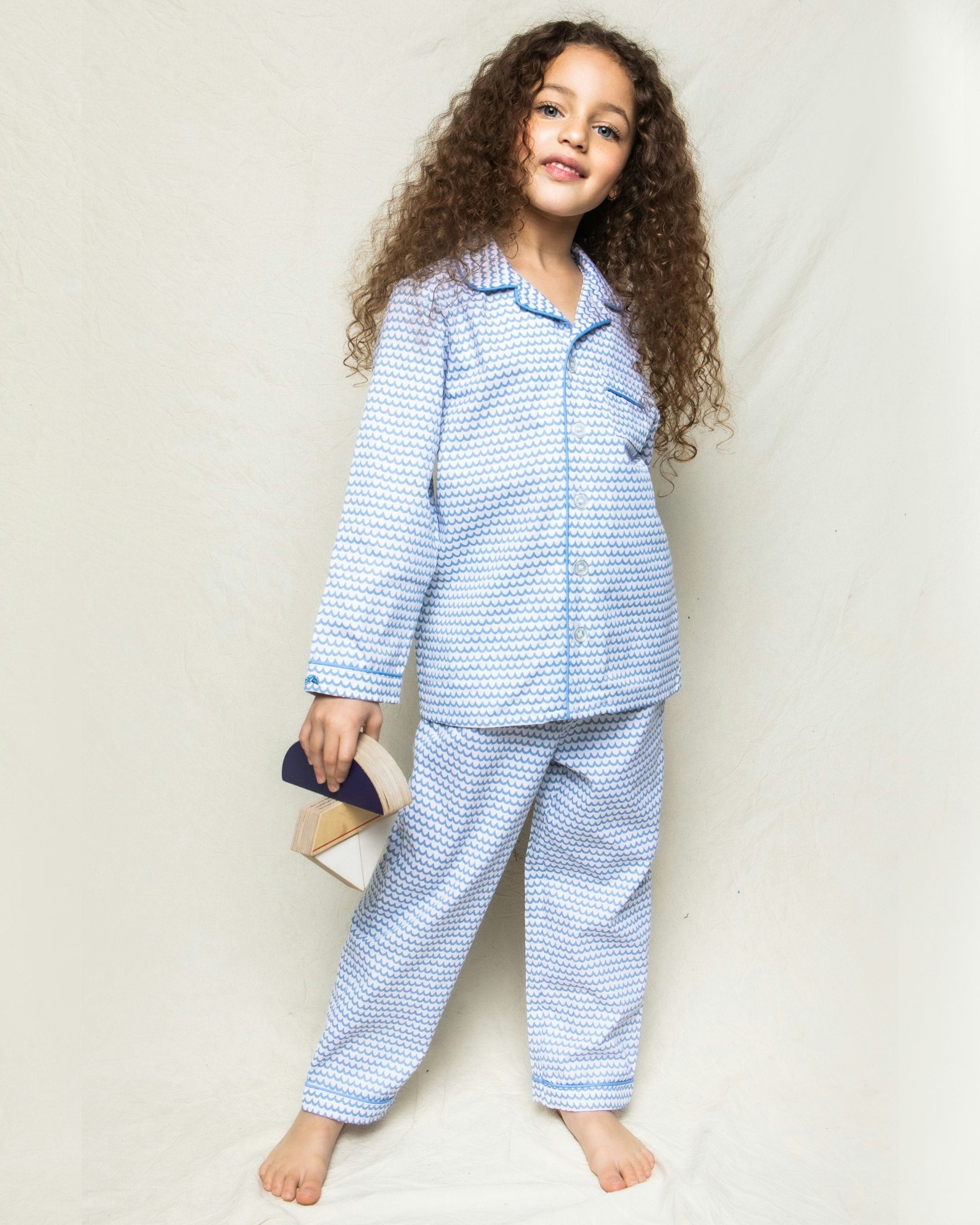 Kid's Twill Pajama Set in Flamingos in La Mer#Color_La Mer