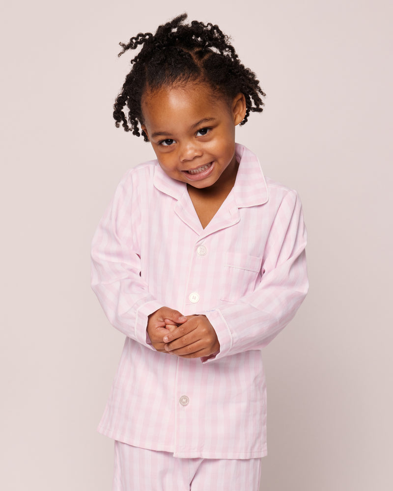 Kid's Twill Pajama Set in Pink Gingham