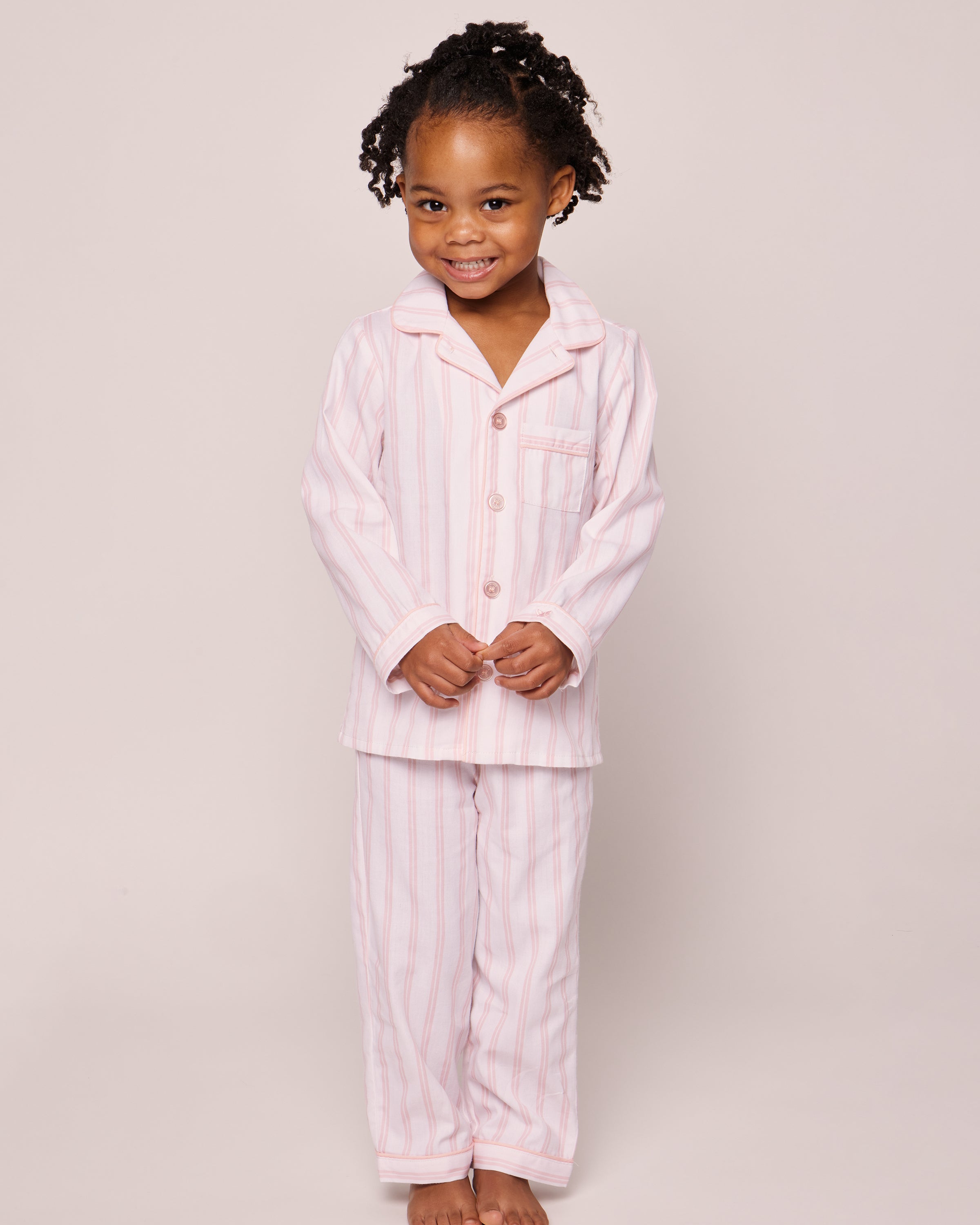 Pink 67 Pyjamas Children's Pink and White Stripe Pajama Set – Petite Plume