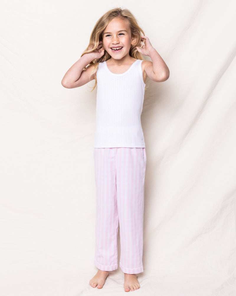 Kid's Twill Pajama Pants in Pink Gingham