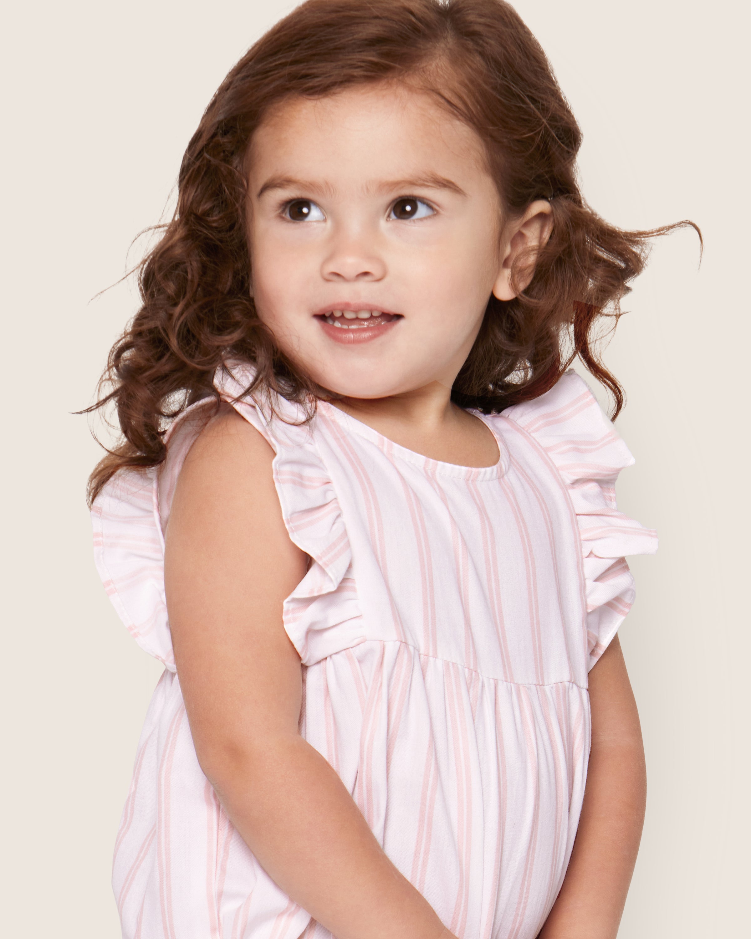 Mauve/White Mini Stripe Ruffle Set