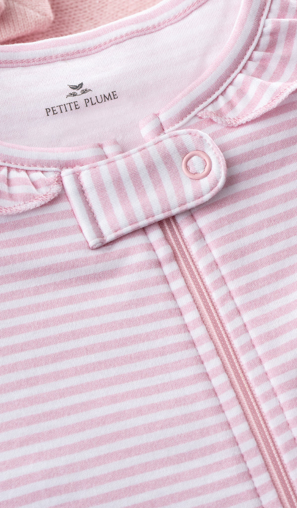 Baby's Pima Snug Fit Romper in Pink Stripes