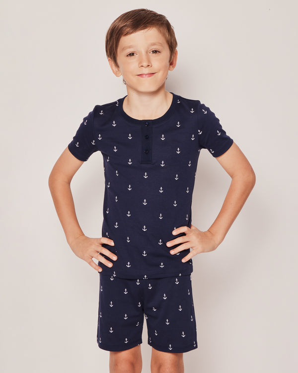Kid's Pima Snug Fit Pajama Short Set in Portsmouth Anchors