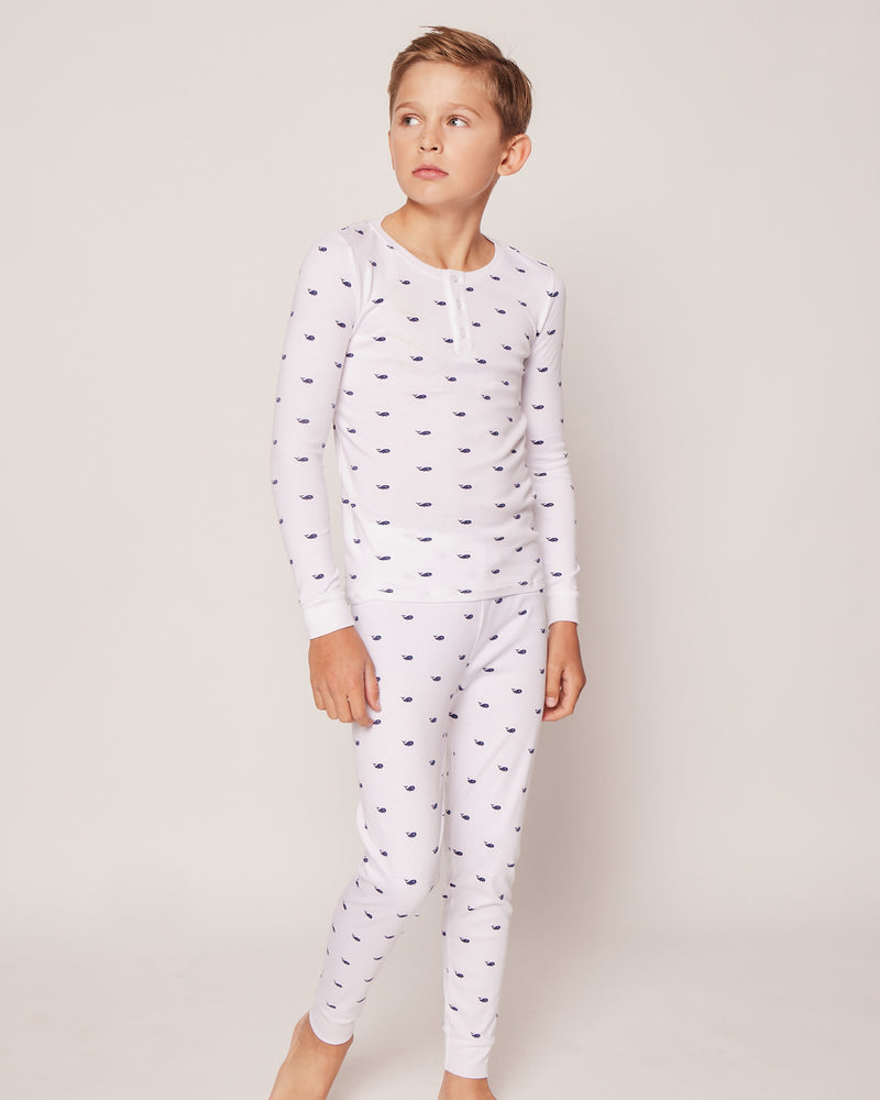 Kid's Pima Snug Fit Pajama Set in Whales