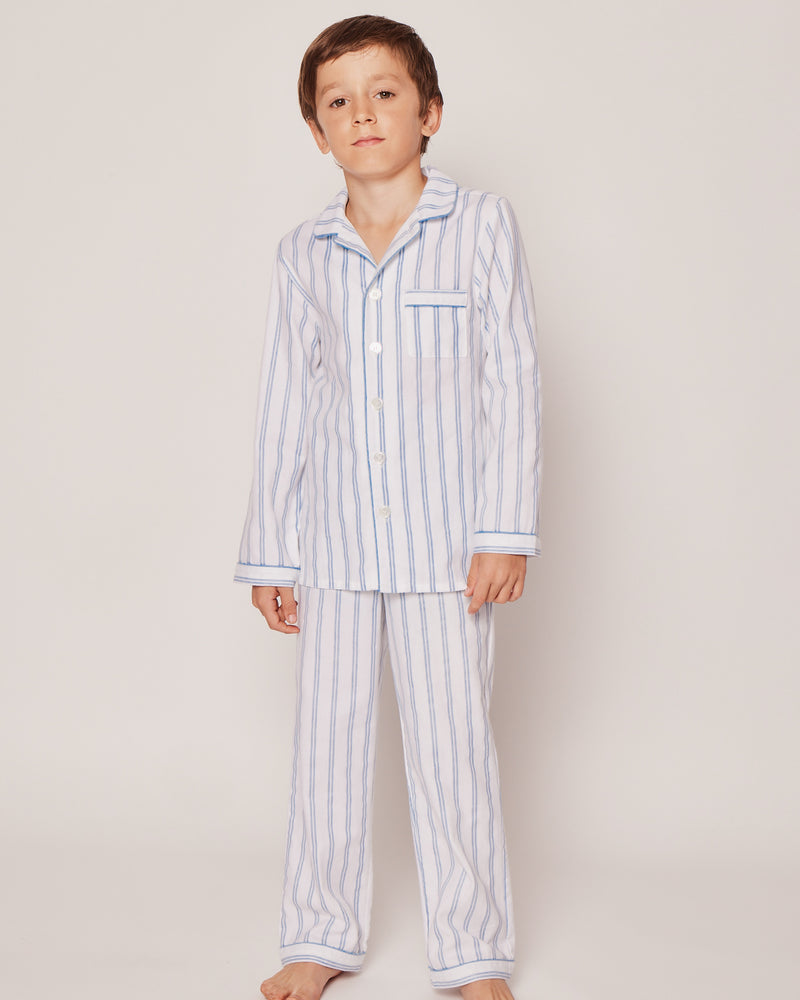 Kid's Twill Pajama Set in Periwinkle Stripe