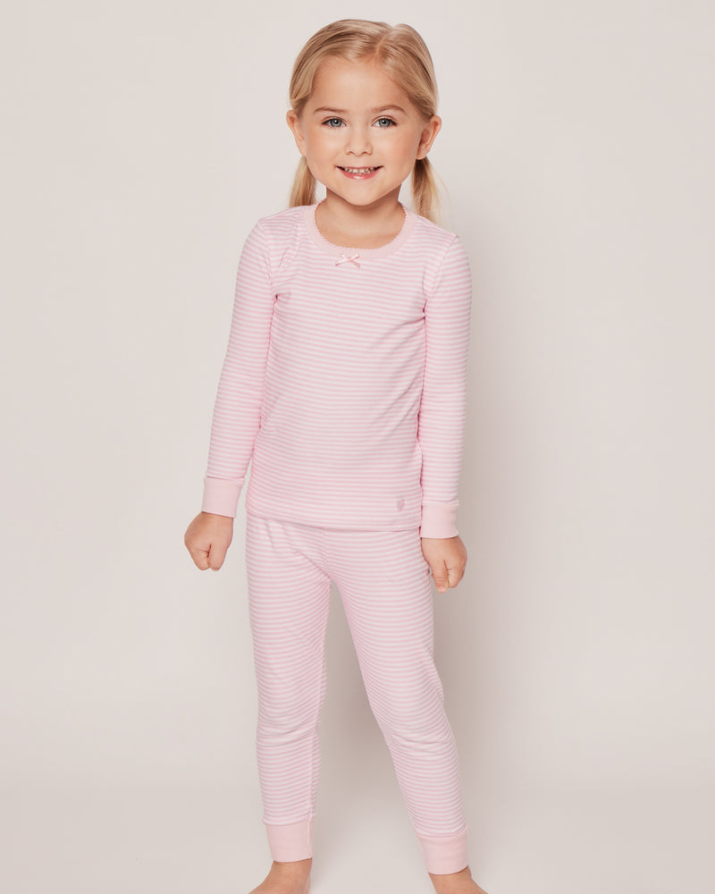 Kid's Pima Snug Fit Pajama Set in Pink Stripes