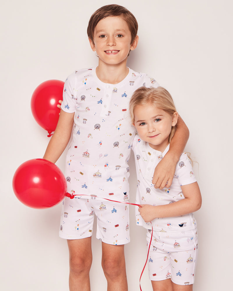 Kid's Pima Snug Fit Pajama Short Set in Carnival Memories
