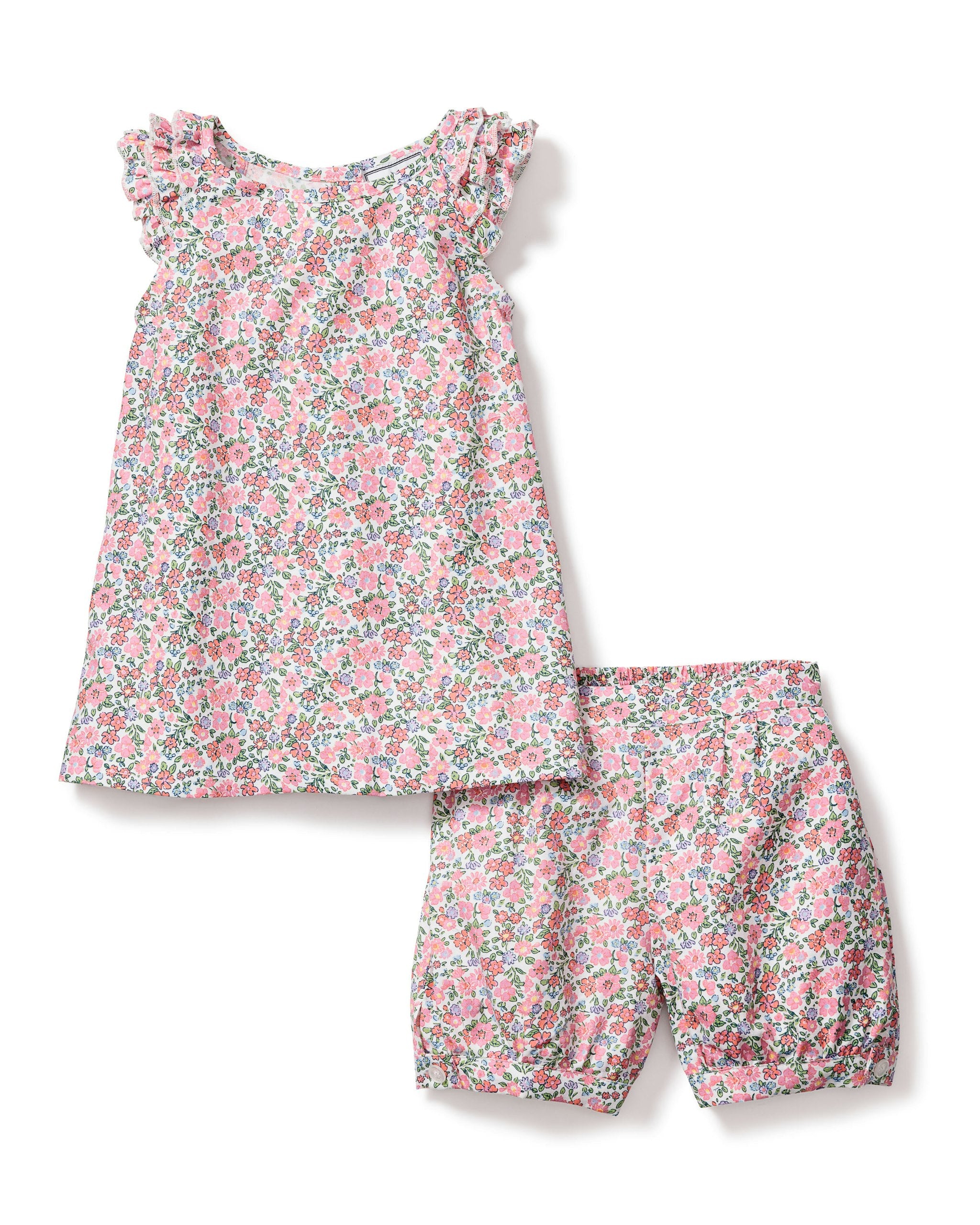Girl's Twill Amelie Short Set in Timeless Toile in Fleurs de Rose#Color_Fleurs de Rose