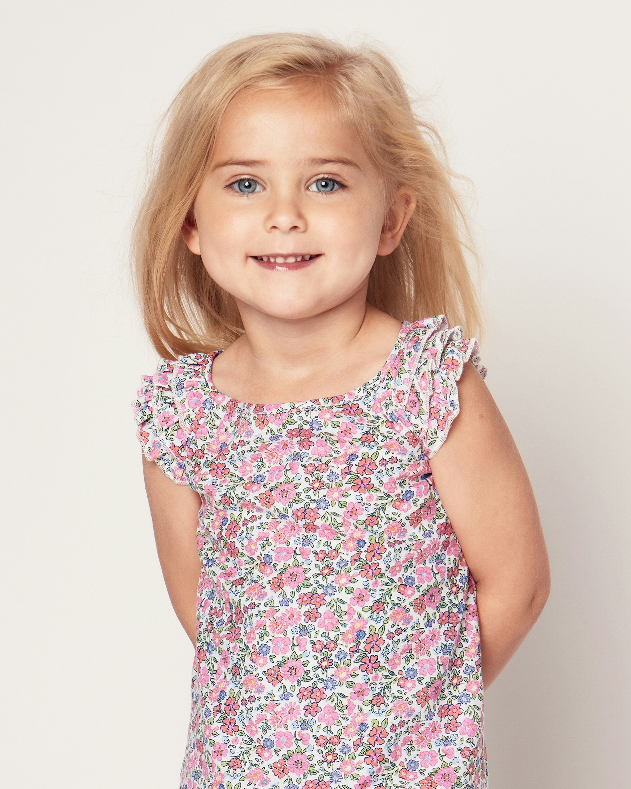 Girl's Twill Amelie Short Set in Timeless Toile in Fleurs de Rose#Color_Fleurs de Rose