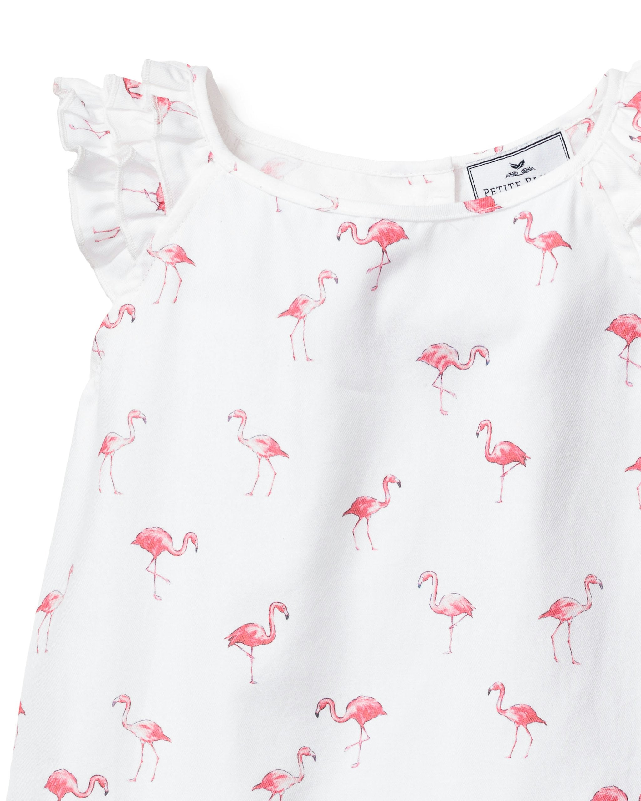 Girl's Twill Amelie Short Set in Timeless Toile in Flamingos#Color_Flamingos