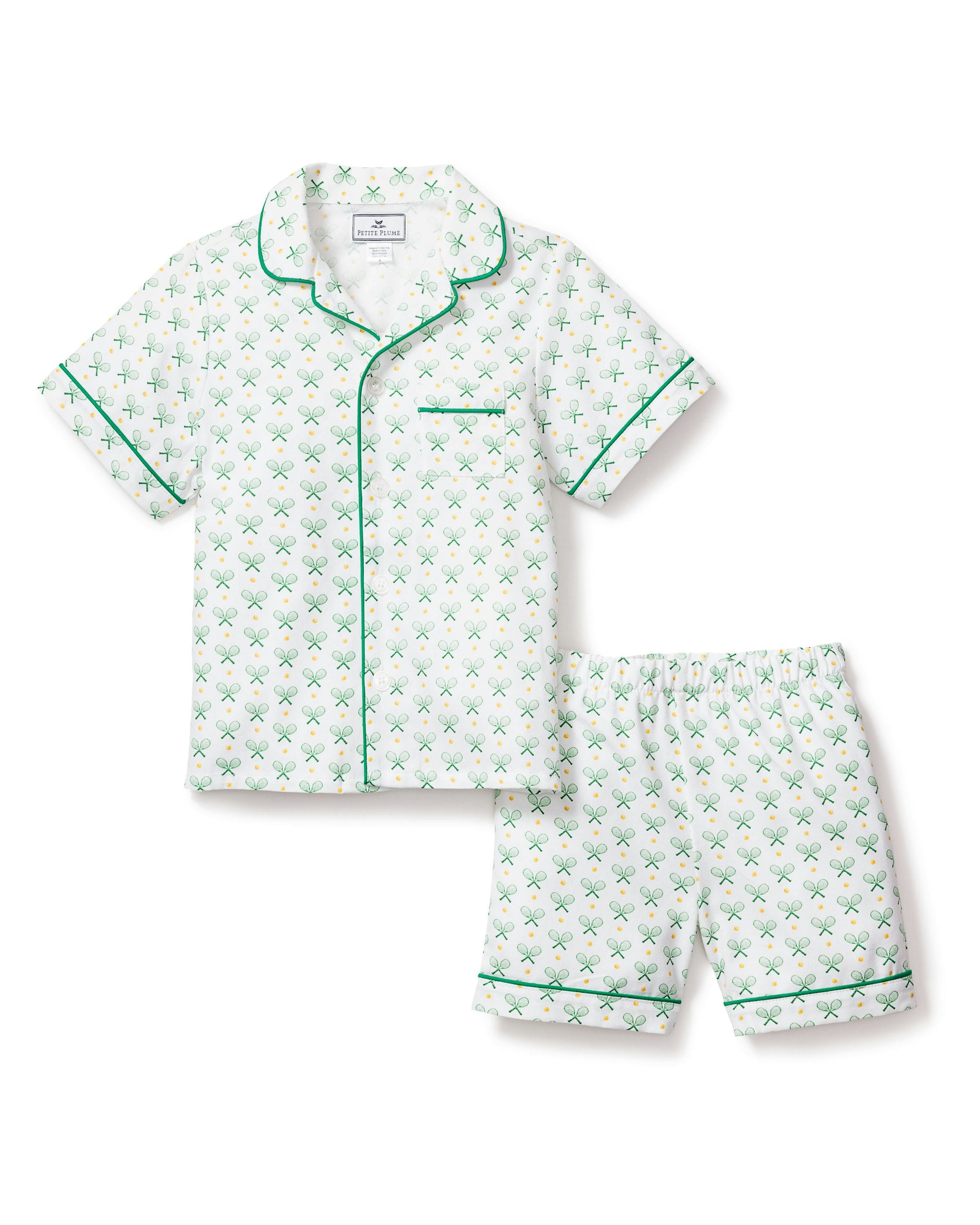 Kid's Twill Pajama Short Set in Match Point  in Match Point#Color_Match Point
