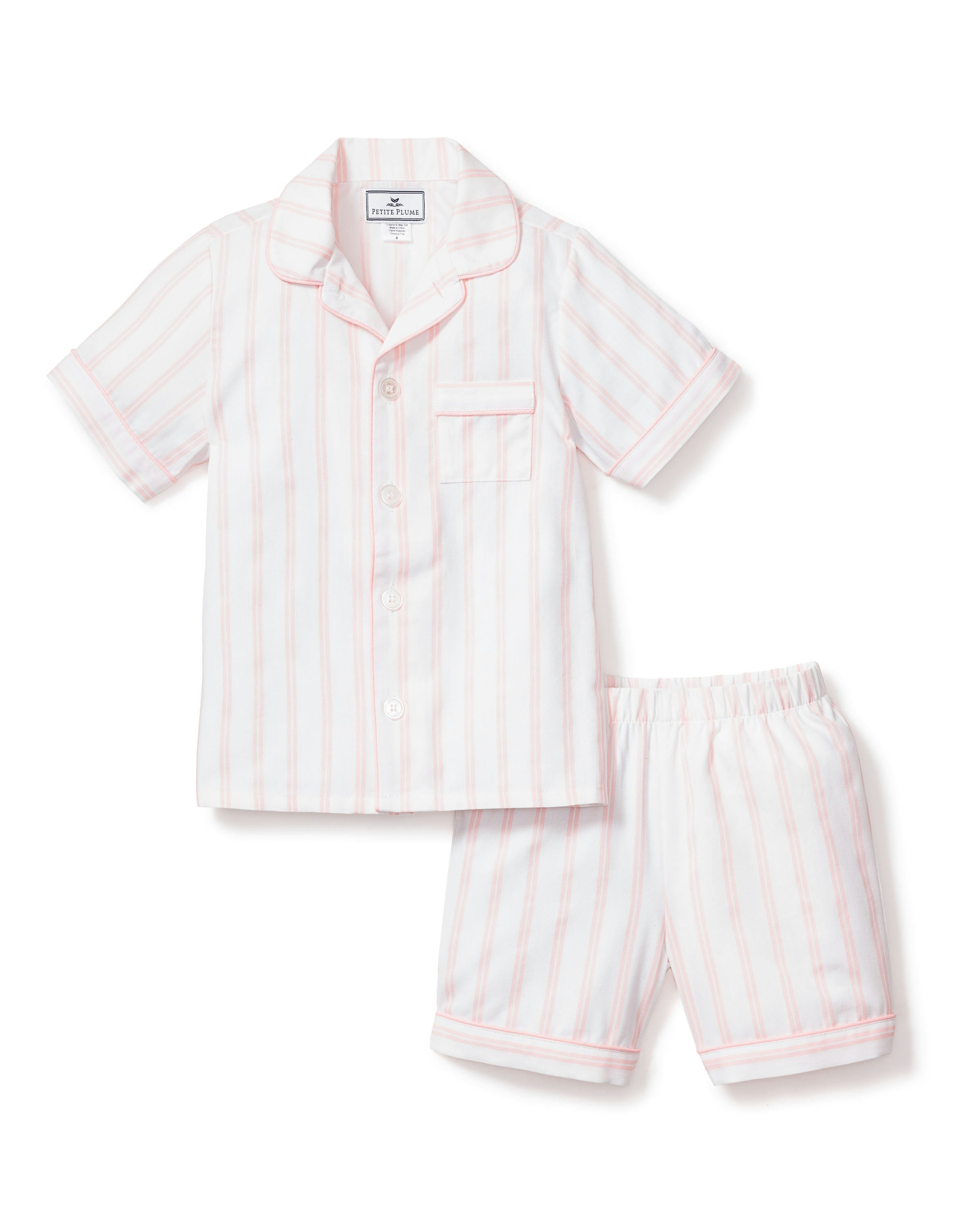 Kid's Twill Short Set in Sunny Stripe in Periwinkle and White Stripe#Color_Periwinkle and White Stripe