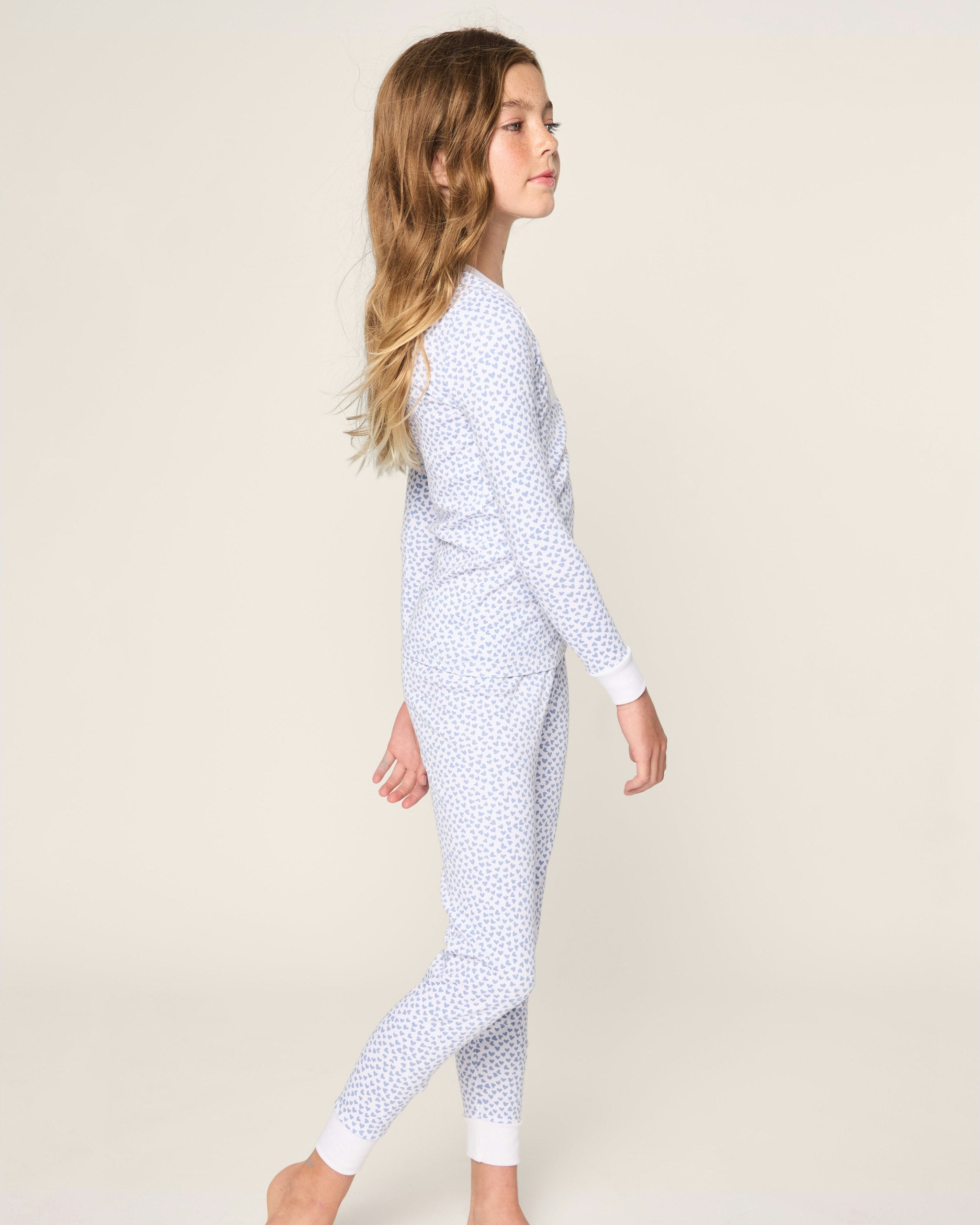 Kid's Pima Snug Fit Pajama Set in Sweethearts in Bluehearts#Color_Bluehearts