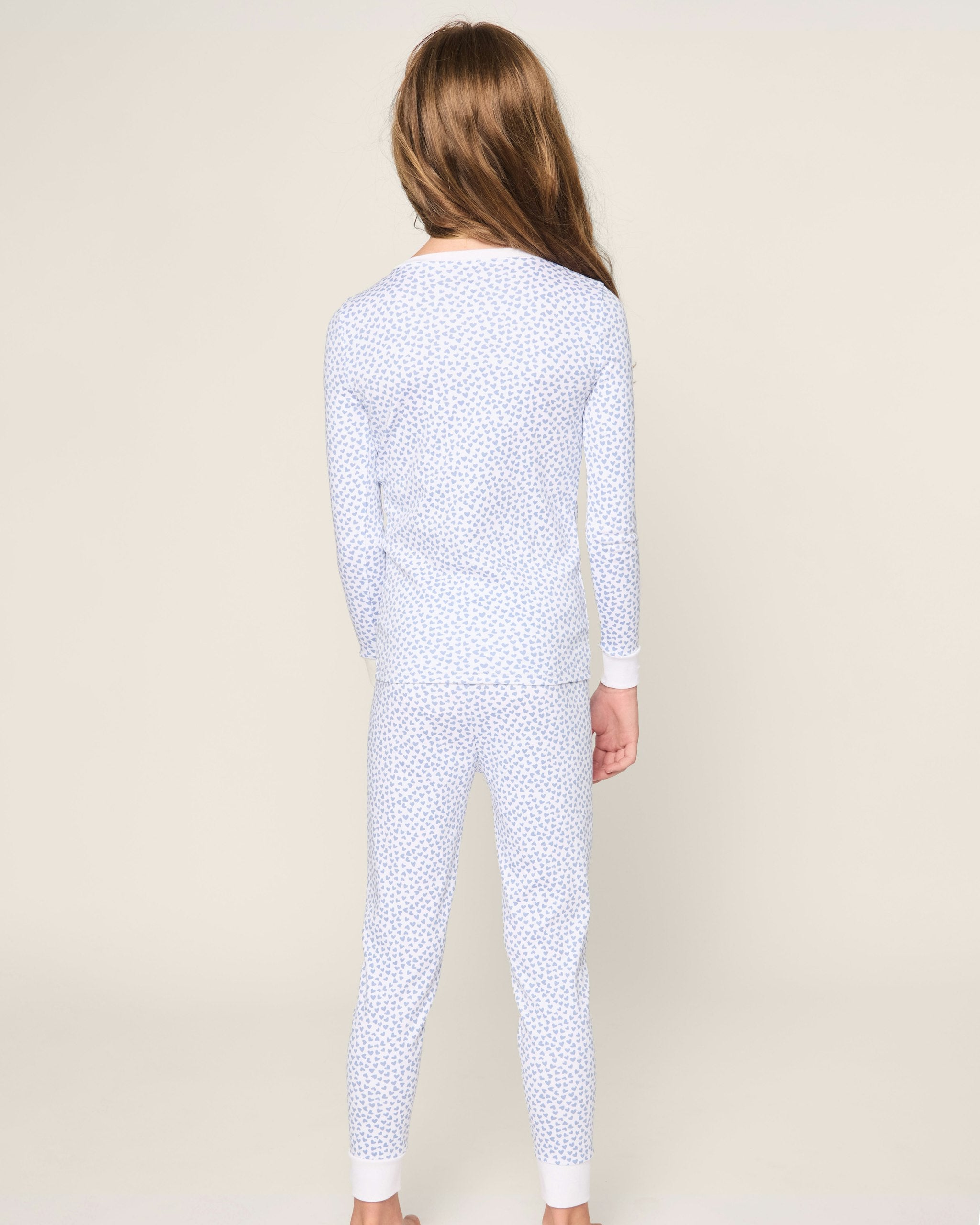 Kid's Pima Snug Fit Pajama Set in Sweethearts in Bluehearts#Color_Bluehearts