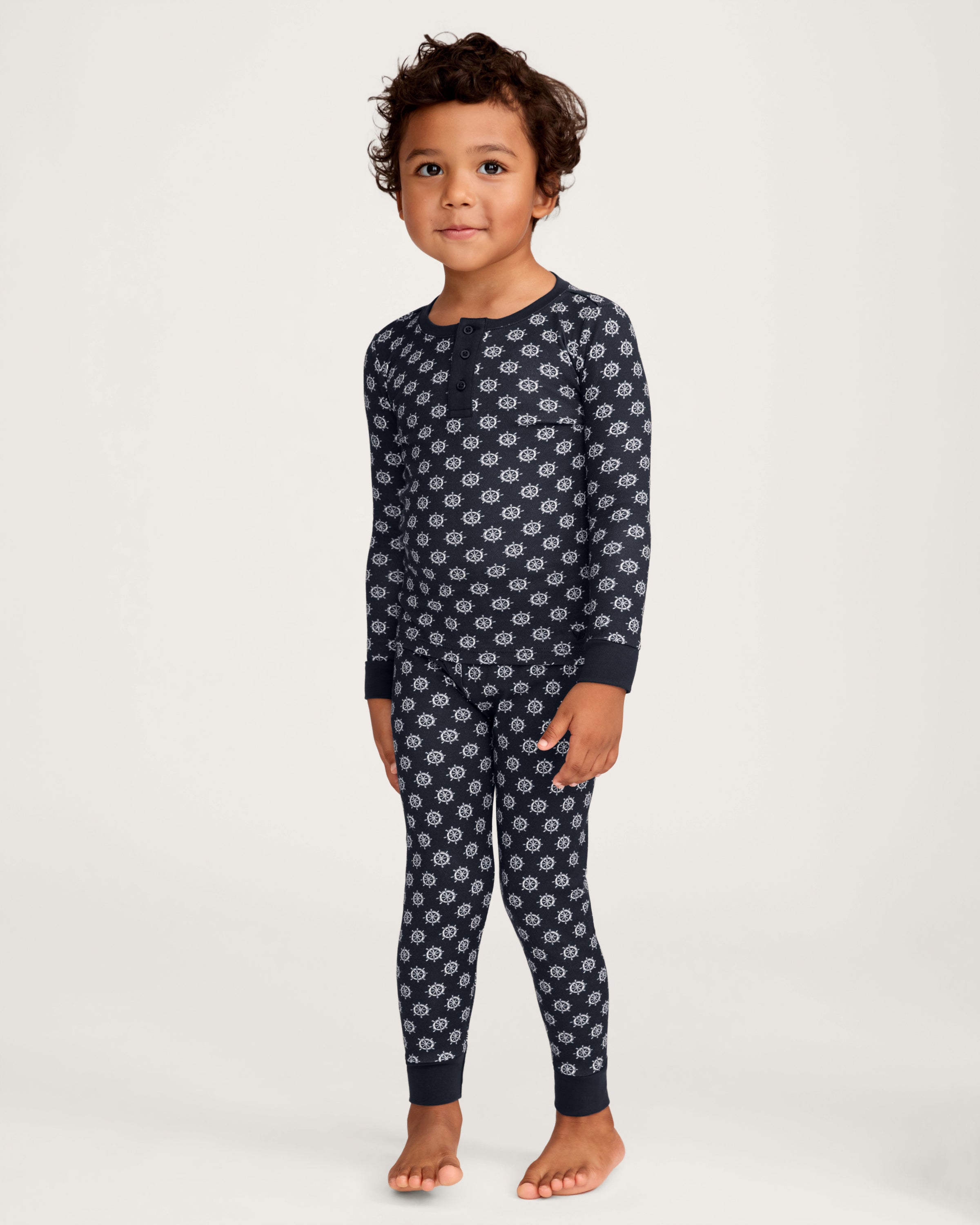 Kid's Pima Snug Fit Pajama Set in Captain's Compass