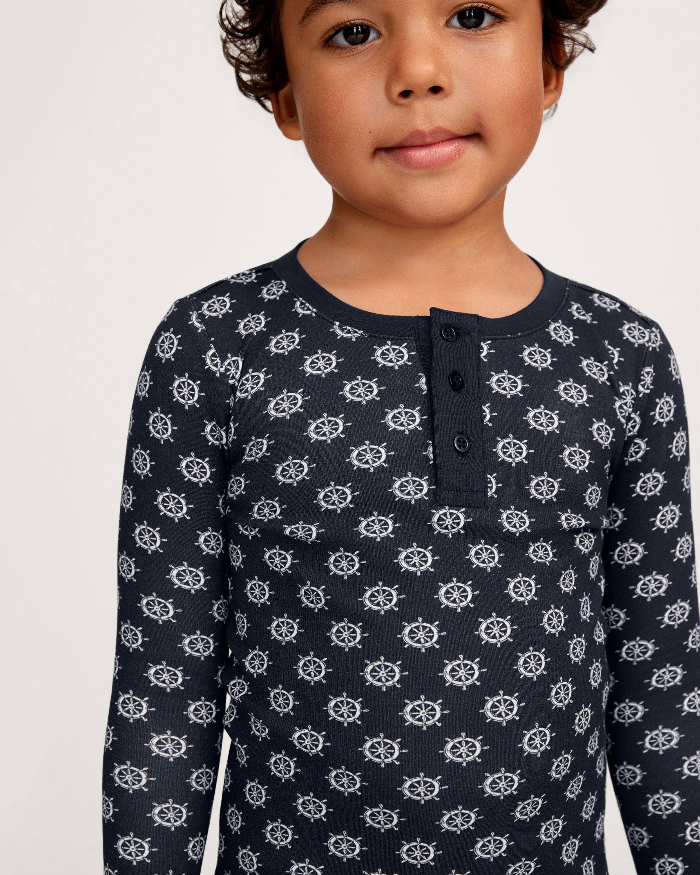 Kid's Pima Snug Fit Pajama Set in Captain's Compass